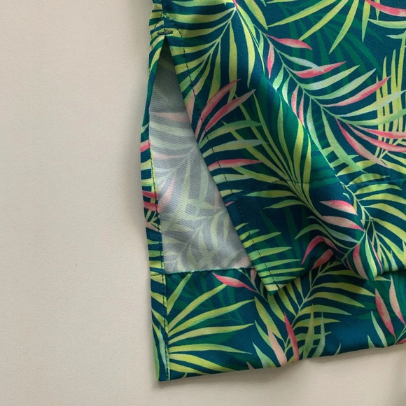 Lands' End 365 Tunic Palm Print Baltic Teal Pink Green Size L (14-16) - Picture 7 of 8